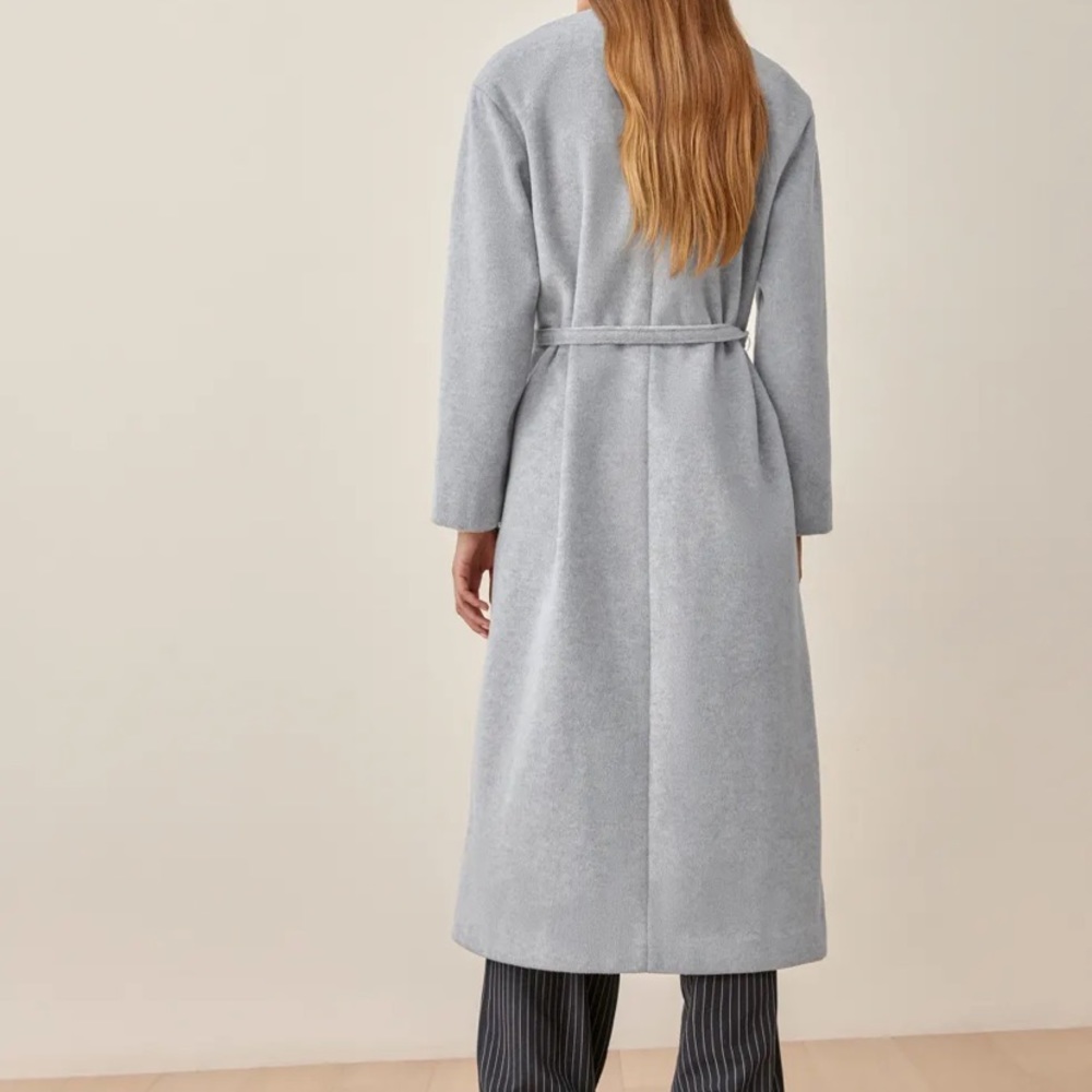 Reformation Front Tie Coat in Grey Size XS NWT - Picture 3 of 5